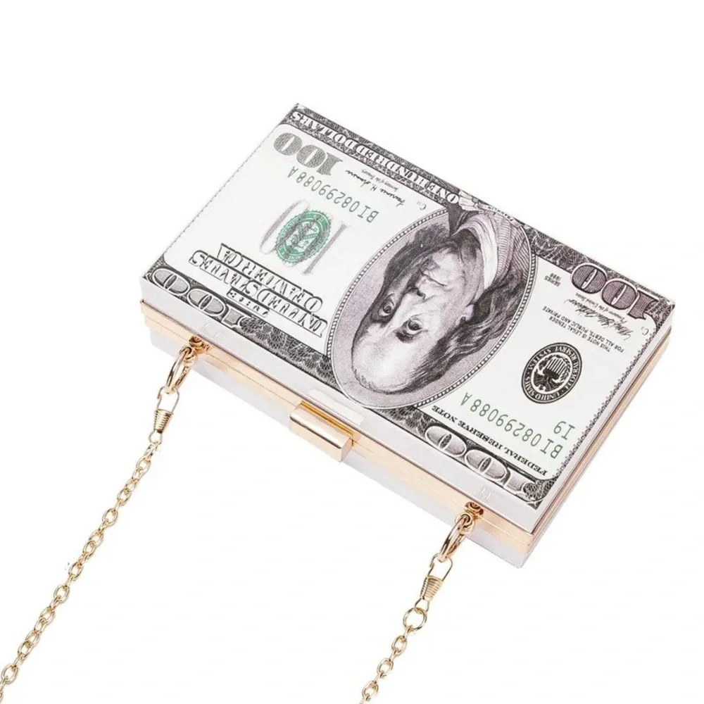 Red Trendy Over The Shoulder Clutch $100 USD Currency 💰Gold Hardware Crossbody